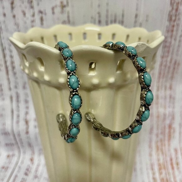 Jewelry - Turquoise Hoop Earrings | Western Boho Jewelry | Statement Earrings